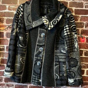 VEX Collection Geometric Boiled Wool Blend Button-Front Jacket